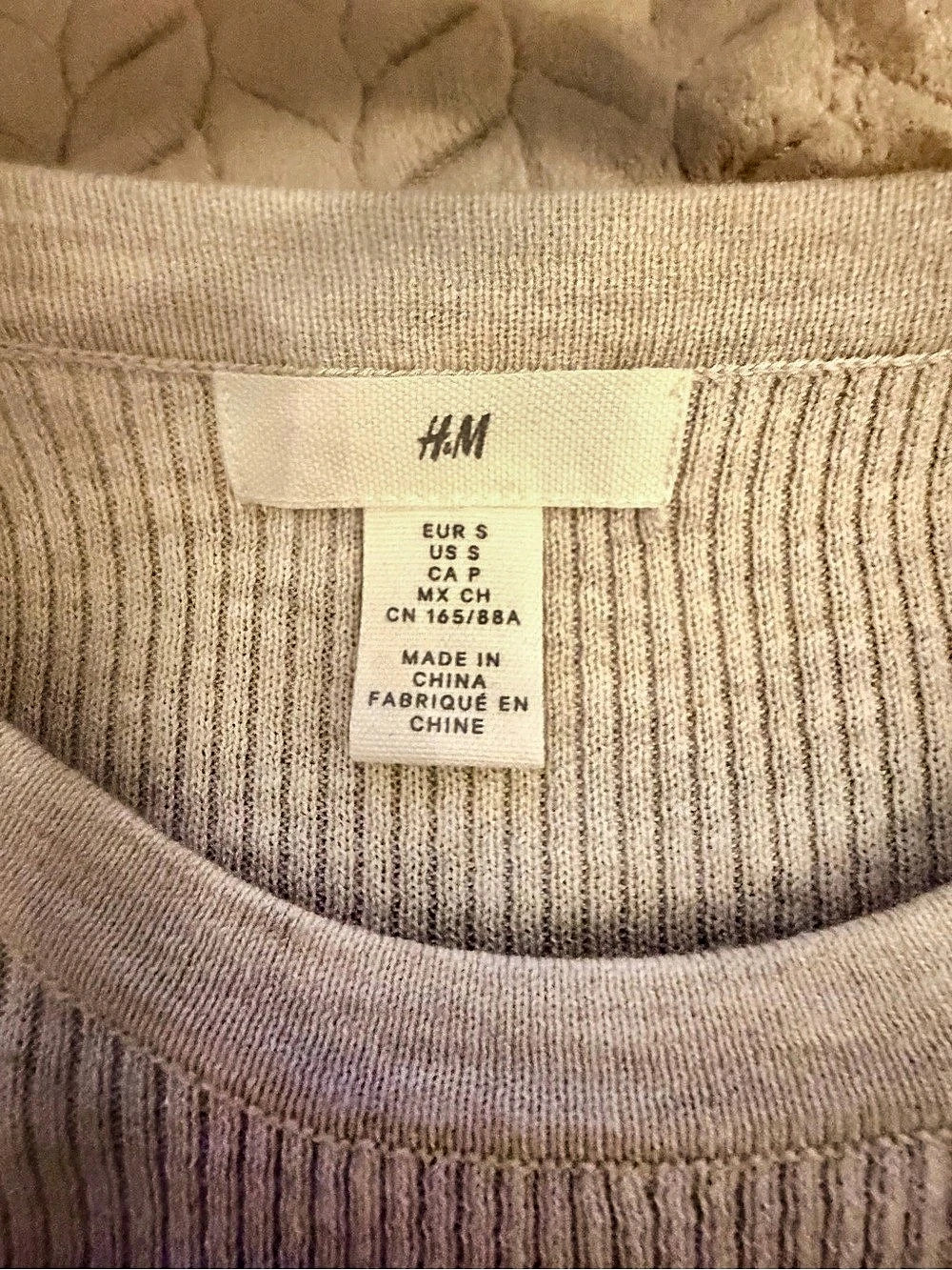 H&M Rib-knit Long Sleeve Dress with Side Slit Cream Small - Picture 4 of 5